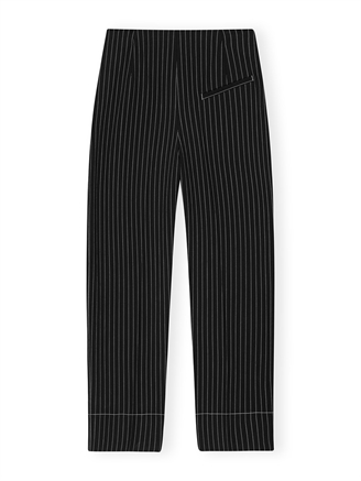 Ganni F9406 Stripe Suiting High Waist Pants Black