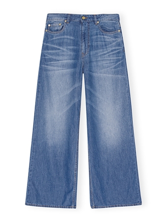 Ganni J1487 Light Denim Wide Jeans Mid Blue Vintage