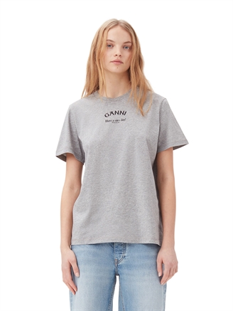 Ganni T3677 Thin Jersey Relaxed O-neck T-Shirt Paloma Melange